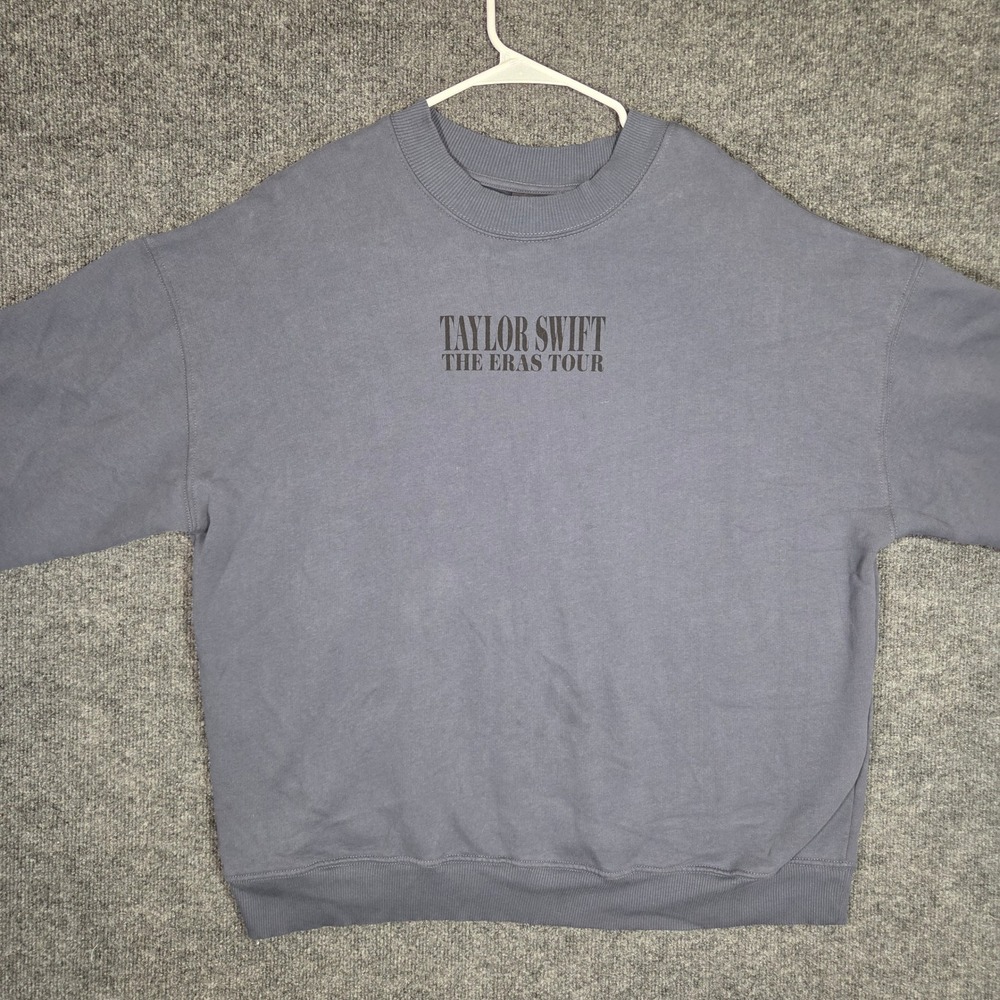 Taylor Swift The Eras Tour Crewneck Sweatshirt XL Blue Grey Mineral Wash Concert